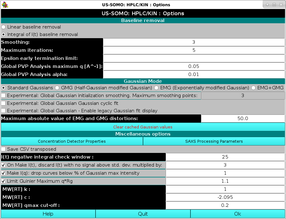 Somo-HPLC/KIN bottom line of commands