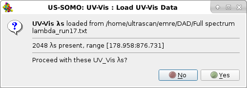 Somo-SAS UV-Vis module check wavelengths loaded message