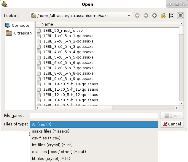 SOMO SAXS I(q) File tipes