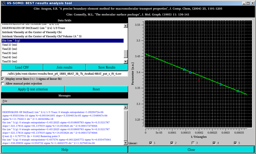 SOMO Cluster BEST Interface results analysis module viscosity test